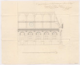 Coupe sur la longueur de la nef à reconstruire pour l'église de la Chepe, 1774.