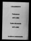Charmont. Naissances et tables décennales des naissances, mariages, décès 1873-1882