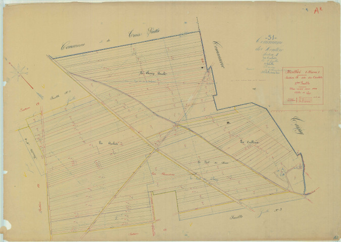 Montbré (51375). Section A2 échelle 1/1250, plan mis à jour pour 1936, plan non régulier (papier).