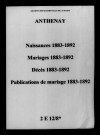 Anthenay. Naissances, publications de mariage, mariages, décès 1883-1892