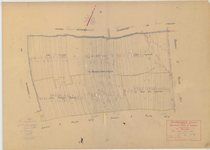 Clamanges (51154). Section A1 échelle 1/2500, plan mis à jour pour 1937, plan non régulier (papier)