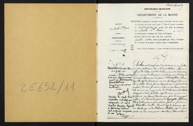 Soudé-Sainte-Croix. Naissances, mariages, décès 1910-1918 (reconstitutions)