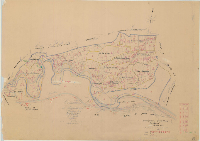 Bignicourt-sur-Saulx (51060). Section A2 échelle 1/2500, plan mis à jour pour 1958, plan non régulier (papier)