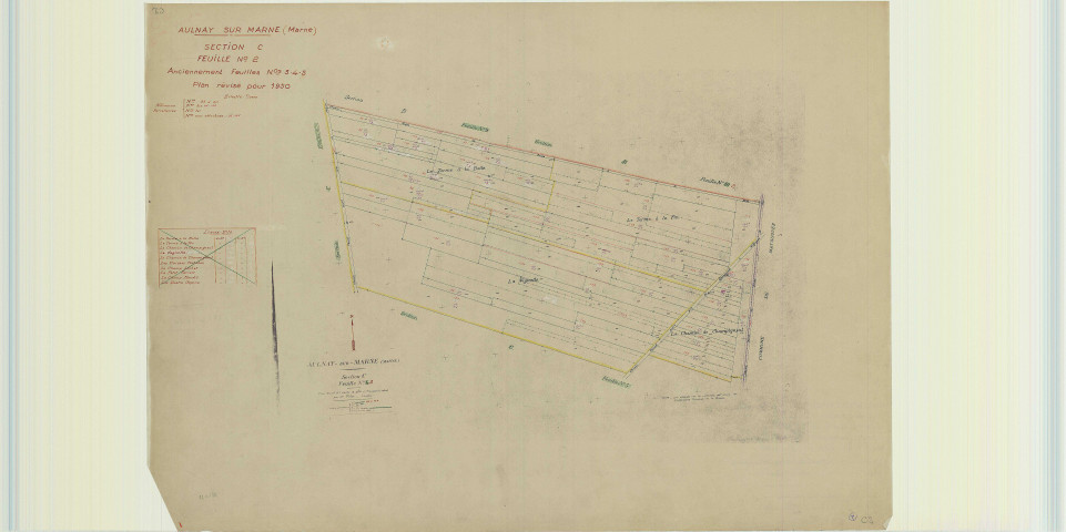 Aulnay-sur-Marne (51023). Section C2 2 échelle 1/2000, plan révisé pour 1950 (anciennes feuilles C3, 4, 5), plan non régulier (papier)