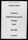 Courlandon. Naissances, publications de mariage, mariages, décès 1843-1852