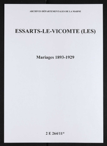 Essarts-le-Vicomte (Les). Mariages 1893-1929