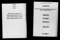 Margny. Baptêmes, mariages, sépultures 1709-1759