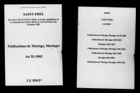 Saint-Prix. Publications de mariage, mariages an XI-1862