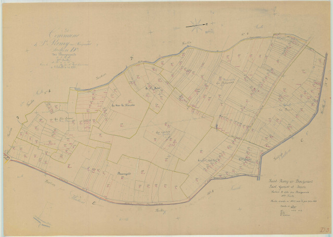 Saint-Remy-en-Bouzemont-Saint-Genest-et-Isson (51513). Section D3 échelle 1/2000, plan mis à jour pour 1955, plan non régulier (papier)