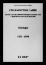Charmontois-l'Abbé. Mariages 1871-1891