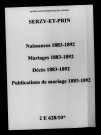 Serzy-et-Prin. Naissances, mariages, décès, publications de mariage 1883-1892