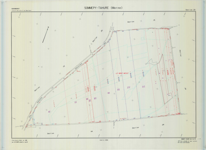 Sommepy-Tahure (51544). Section ZO échelle 1/2000, plan remembré pour 1985, plan régulier (calque)