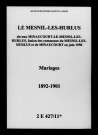 Mesnil-lès-Hurlus (Le). Mariages 1892-1901