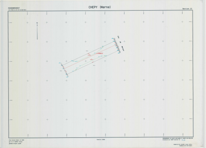 Chepy (51149). Section ZI échelle 1/2000, plan remembré pour 1965 (remembrement Mairy sur Marne et Sogny aux Moulins), plan régulier (calque)