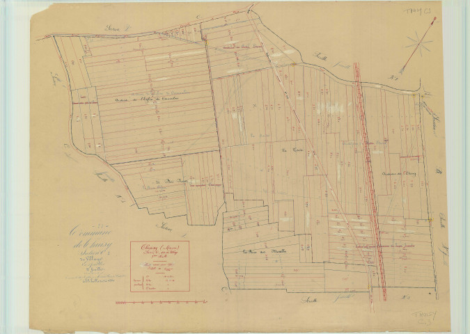 Val-de-Vesle (51571). Section C3 1 échelle 1/1250, plan mis à jour pour 1937, ancienne commune de Thuisy, plan non régulier (papier).