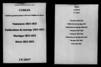 Cuisles. Naissances, publications de mariage, mariages, décès 1823-1832