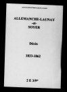 Allemanche-Launay. Soyer. Allemanche-Launay-et-Soyer. Décès 1833-1862