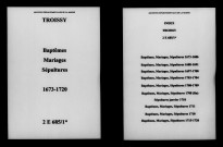 Troissy. Baptêmes, mariages, sépultures 1673-1720