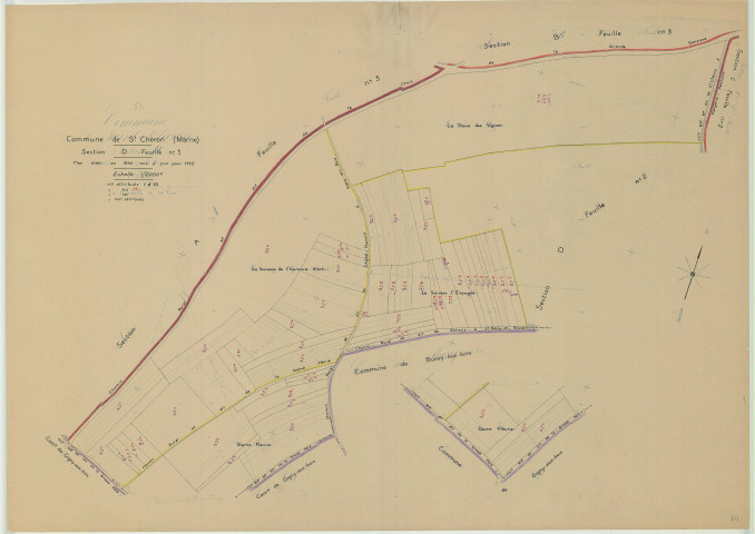 Saint-Chéron (51475). Section D1 échelle 1/2000, plan mis à jour pour 1955, plan non régulier (papier)