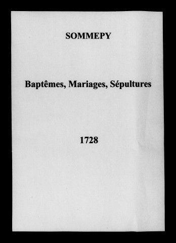 Sommepy. Baptêmes, mariages, sépultures 1728-1761