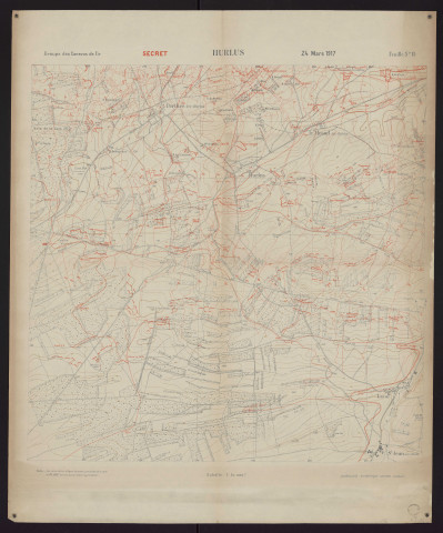 Hurlus : Feuille n°15.
Service géographique de l'Armée.1917
