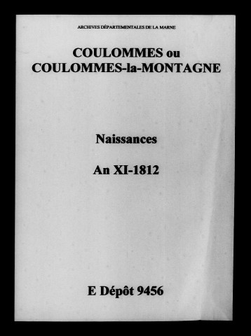 Coulommes. Naissances an XI-1812