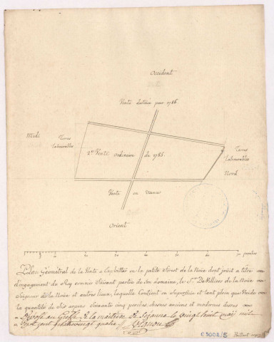 Plan géométral de la vente à exploiter en la petite forêt de la Noue, 1884.
