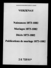 Verzenay. Naissances, mariages, décès, publications de mariage 1873-1882