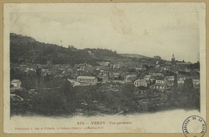 VERZY. -870-Vue générale.
(02 - Château-ThierryA. Rep. et Filliette).Sans date
Collection R. F