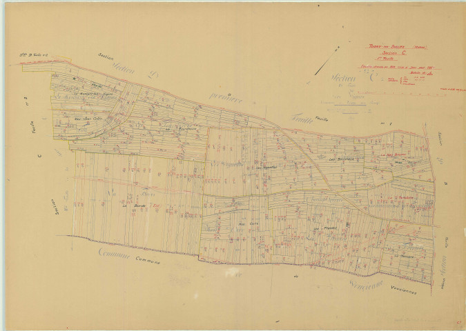 Togny-aux-Bœufs (51574). Section C1 échelle 1/2500, plan mis à jour pour 1957, plan non régulier (papier)