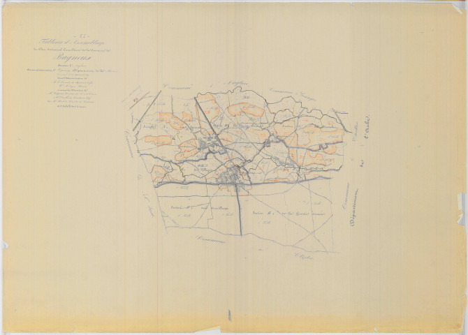 Bagneux (51032). Tableau d'assemblage échelle 1/10000, plan mis à jour pour 01/01/1959, non régulier (papier)