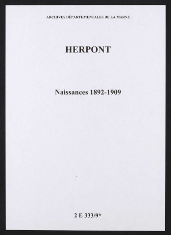 Herpont. Naissances 1892-1909