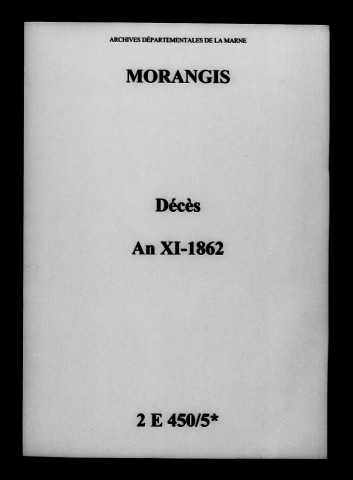 Morangis. Décès an XI-1862