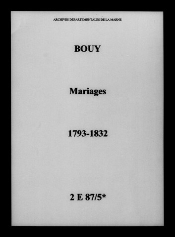 Bouy. Mariages 1793-1832