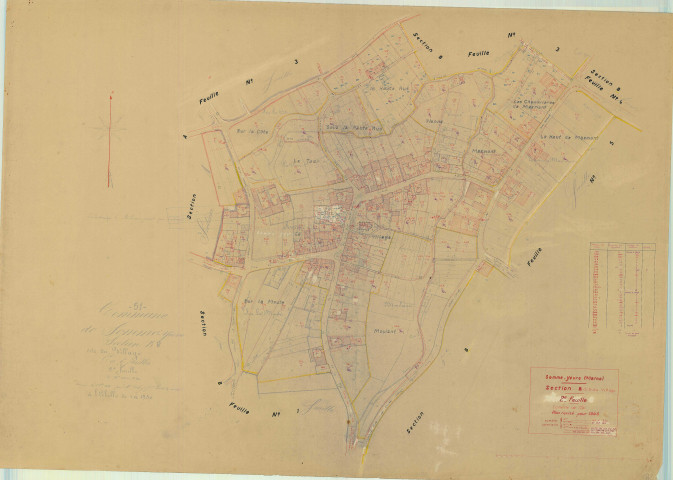 Somme-Yèvre (51549). Section B2 échelle 1/1250, plan mis à jour pour 1945, plan non régulier (papier)