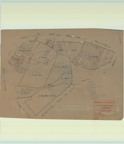 Val-des-Marais (51158). Aulnay-aux-Planches (51021). Section A3 échelle 1/2500, plan mis à jour pour 1933, plan non régulier (calque)
