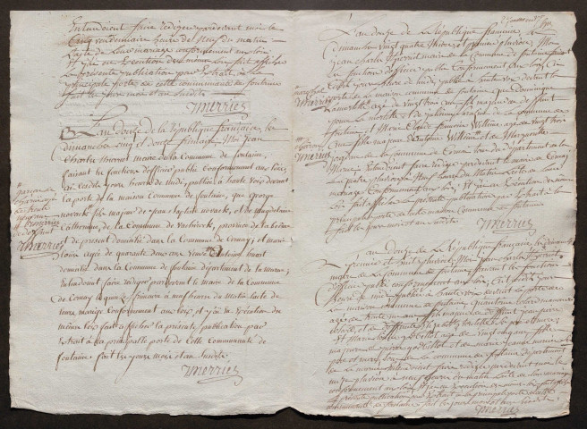 Fontaine-en-Dormois. Publications de mariage an XII-1927