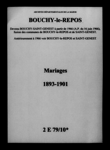 Bouchy-le-Repos. Mariages 1893-1901