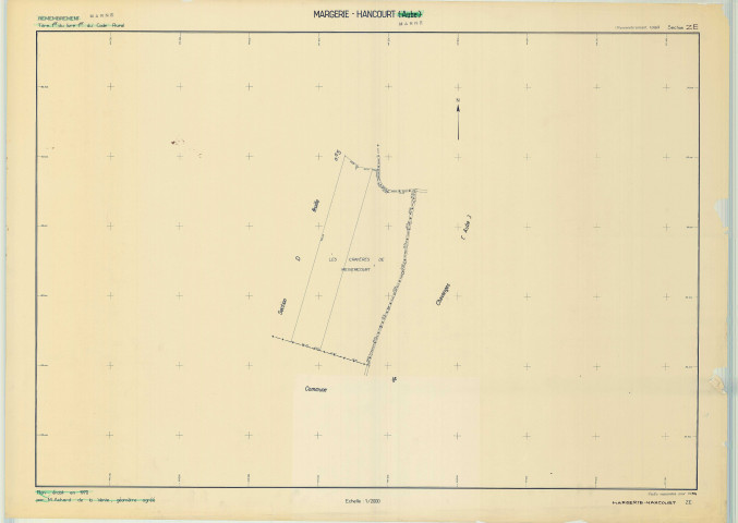 Margerie-Hancourt (51349). Section ZE échelle 1/2000, plan remembré pour 1974, plan régulier (papier)