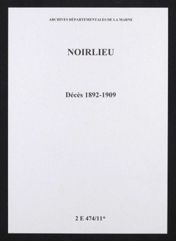 Noirlieu. Décès 1892-1909