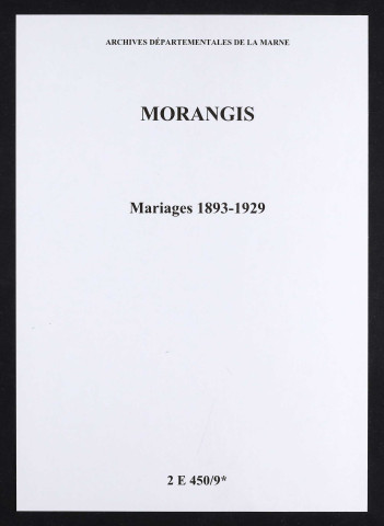 Morangis. Mariages 1893-1929
