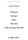 Saint-Vrain. Naissances, mariages, décès et tables décennales des naissances, mariages, décès 1843-1852