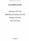 Champfleury. Naissances, publications de mariage, mariages, décès 1913-1922