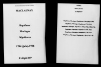 Maclaunay. Baptêmes, mariages, sépultures 1704-1728