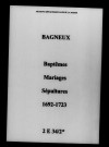 Bagneux. Baptêmes, mariages, sépultures 1692-1723