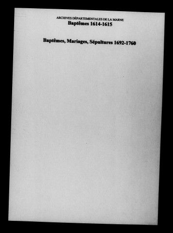 Bétheny. Baptêmes, mariages, sépultures 1604-1744