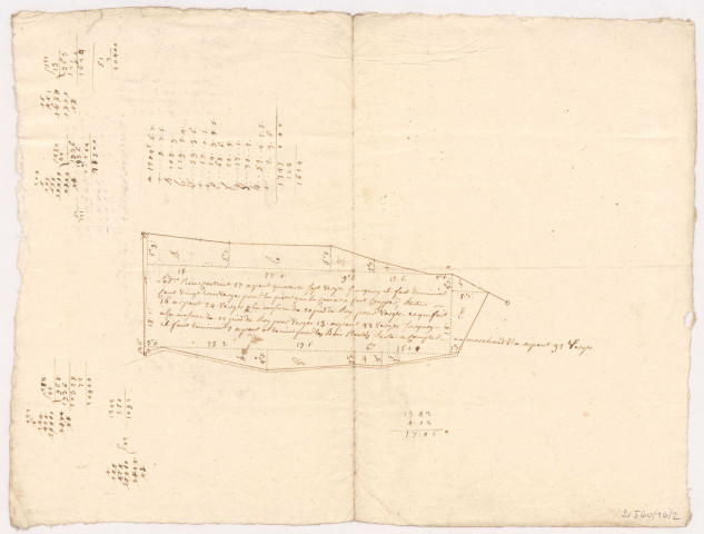 Domaine et château de Mareuil. Ventes et coupes de bois de Mareuil et du Baizil : lieudit "la pièce Favart" tenant aux patis du Baizil, 1763.