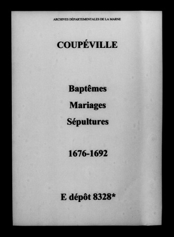 Coupéville. Baptêmes, mariages, sépultures 1676-1692