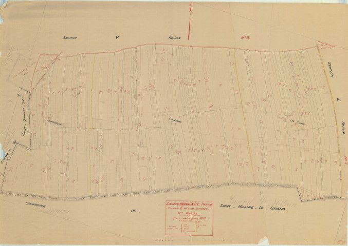 Sainte-Marie-à-Py (51501). Section E4 échelle 1/2000, plan mis à jour pour 1953, plan non régulier (papier)