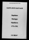 Saint-Just. Baptêmes, mariages, sépultures 1771-1792